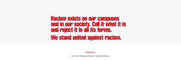 FE/HE Anti racism declaration reading: "We stand united against racism"