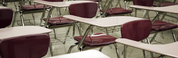 Picture of exam hall desks and chairs