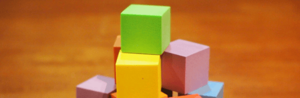 Different coloured square building blocks