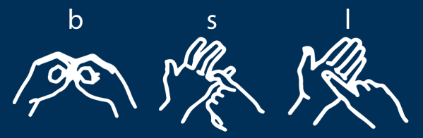 Illustration of hands spelling out BSL