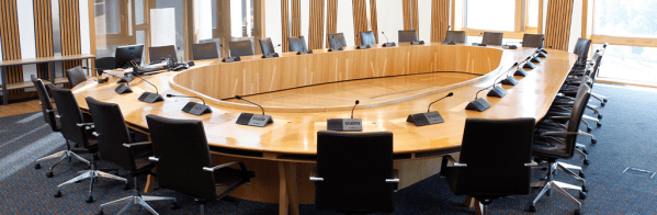 Empty committee room in the Scottish Parliament